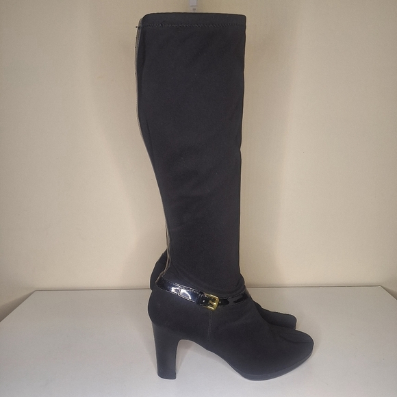 Lauren Ralph Lauren Heeled Knee Sock Style Boot Side Zip Size 9B - Picture 1 of 9